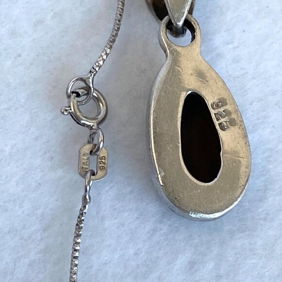 Sterling Silver 925 1.19" Oval Bezel Set Blue Opal Pendant Necklace 18" Chain - Picture 9 of 16